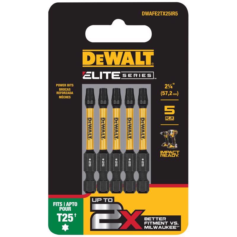 DeWalt ELITE SERIES Torx T25 X 2-1/4 in. L Screwdriver Bit Steel 5 pc