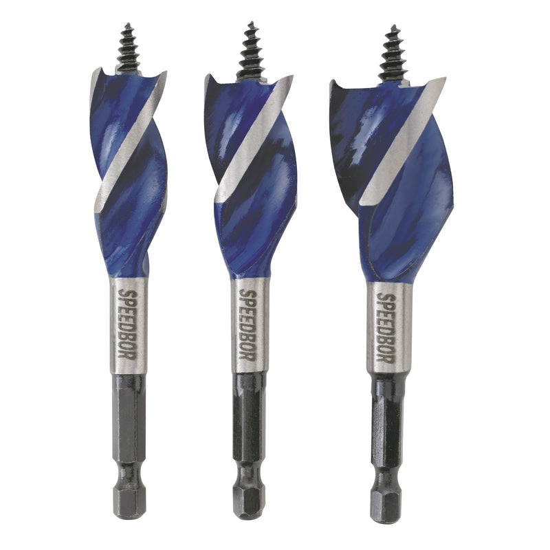 IRWIN Speedbor Steel Wood Boring Bit Set Quick-Change Hex Shank 3 pc