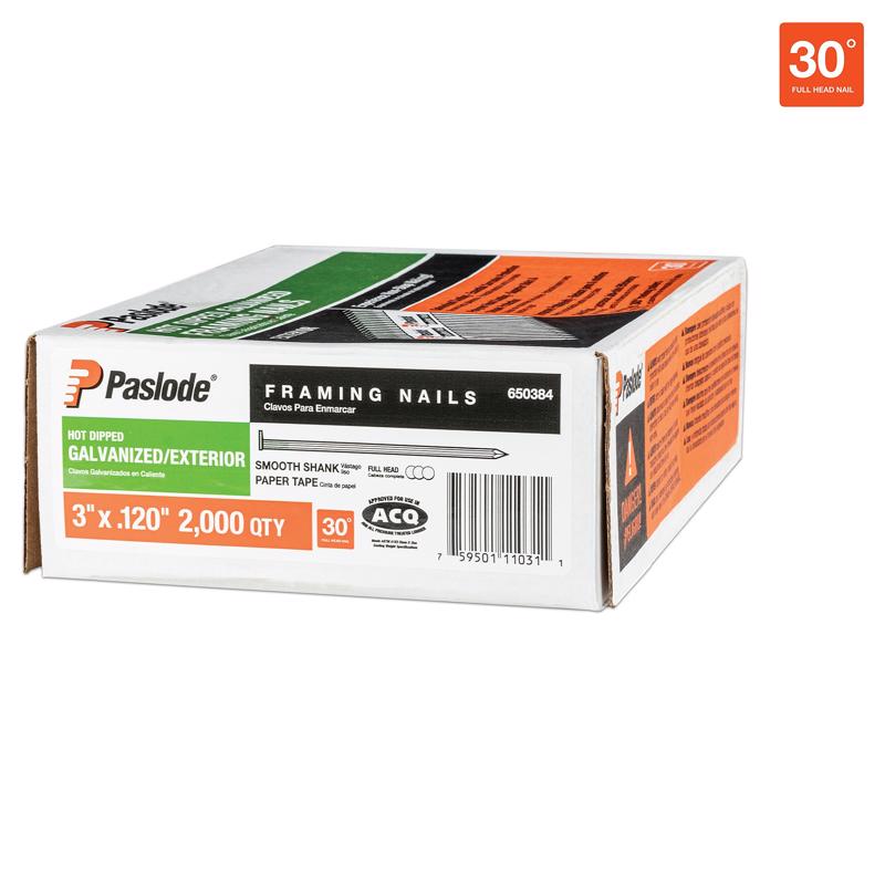 Paslode 3 in. L Angled Strip Hot-Dip Galvanized Framing Nails 30 deg 2,000 pk