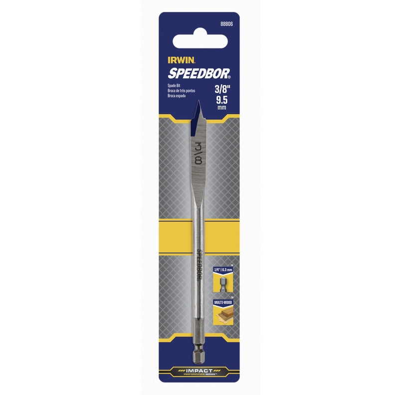 IRWIN Speedbor 3/8 in. X 6 in. L Carbon Steel Wood Boring Bit Hex Shank 1 pc
