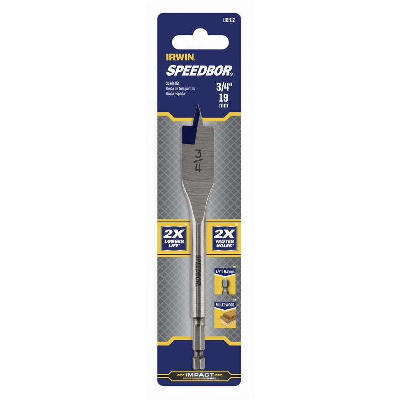 IRWIN Speedbor 3/4 in. X 6 in. L Carbon Steel Wood Boring Bit Hex Shank 1 pc