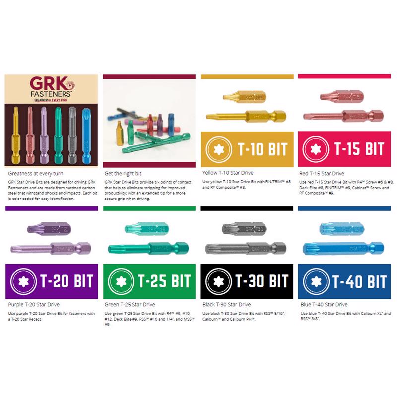GRK Fasteners Star T20 X 2 in. L Power Bit Steel 2 pc