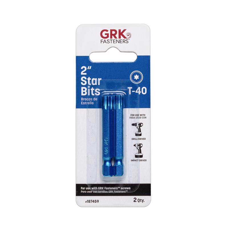 GRK Fasteners Star T40 X 2 in. L Power Bit Steel 2 pc