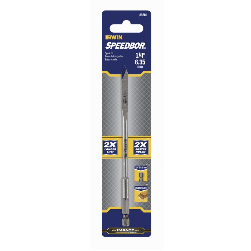 IRWIN Speedbor 1/4 in. X 6 in. L Carbon Steel Wood Boring Bit Hex Shank 1 pc