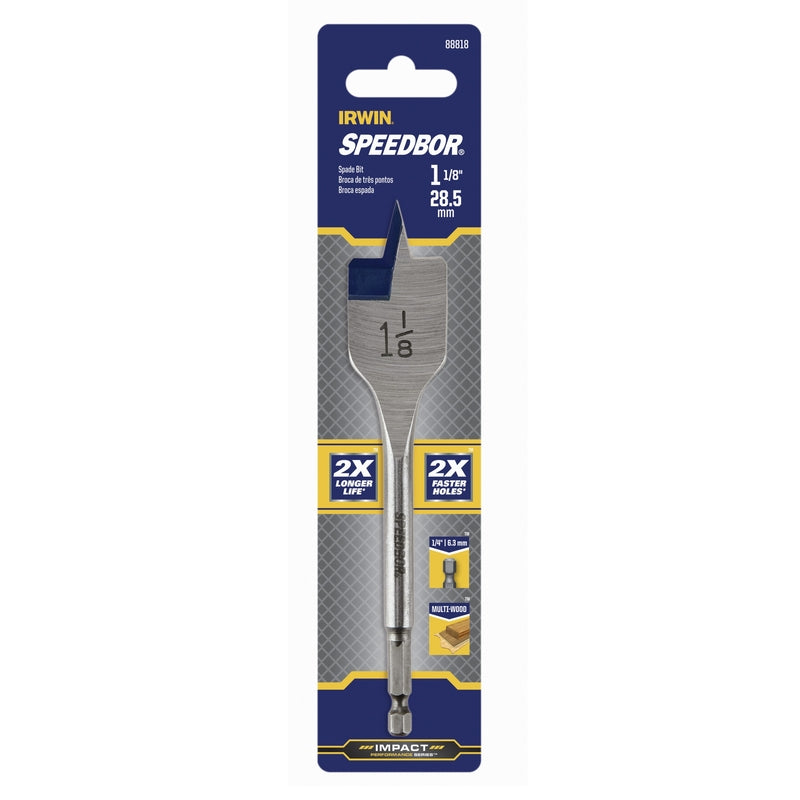 IRWIN Speedbor 1-1/8 in. X 6 in. L Carbon Steel Wood Boring Bit Hex Shank 1 pc
