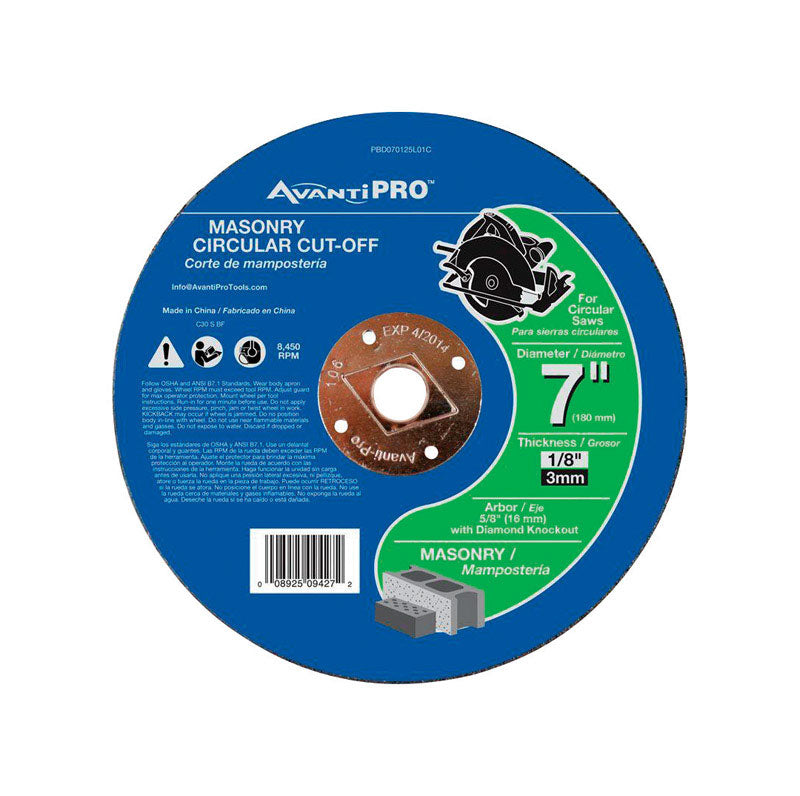 Avanti Pro 7 in. D Aluminum Oxide Masonry Cut-Off Disc