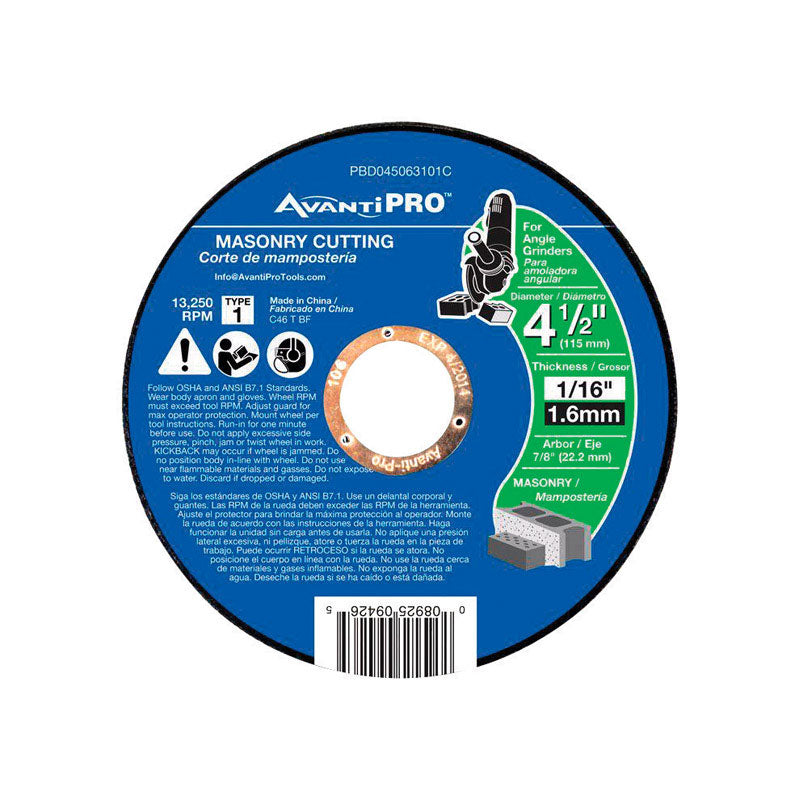 Avanti Pro 4-1/2 in. D Aluminum Oxide Masonry Cut-Off Disc