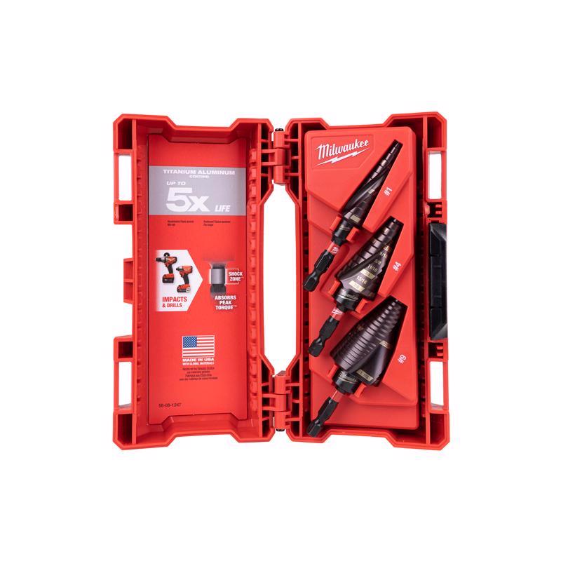 Milwaukee Shockwave Assorted High Speed Steel Impact Duty Step Drill Bit Set Quick-Change Hex Shank