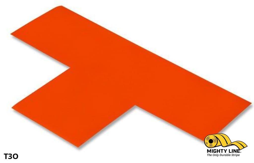 3" Wide Solid ORANGE T - Pack of 100 - Floor Tape & Floor Marking