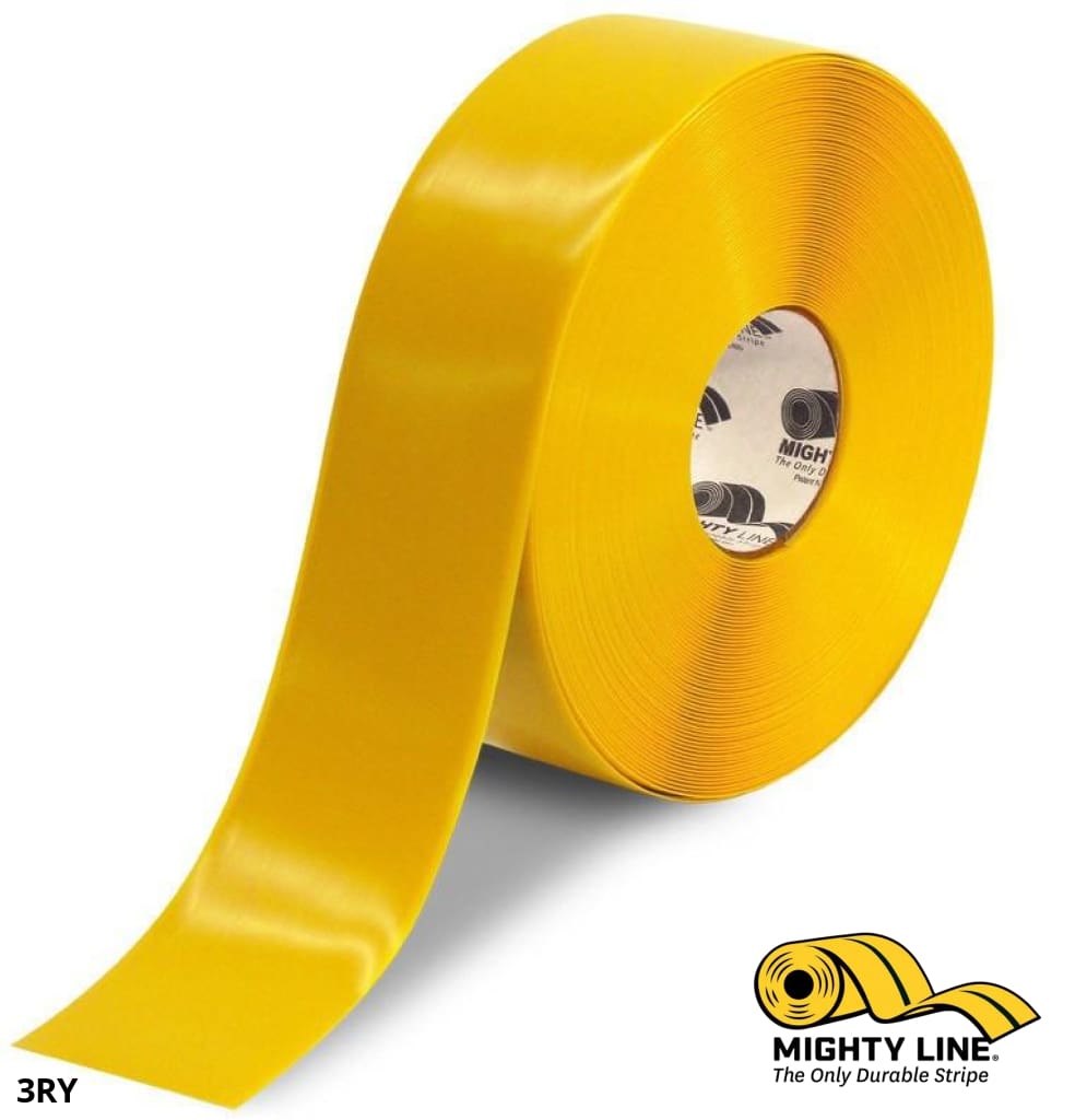 3" YELLOW Solid Color Tape - 100' Roll - Safety Floor Tape