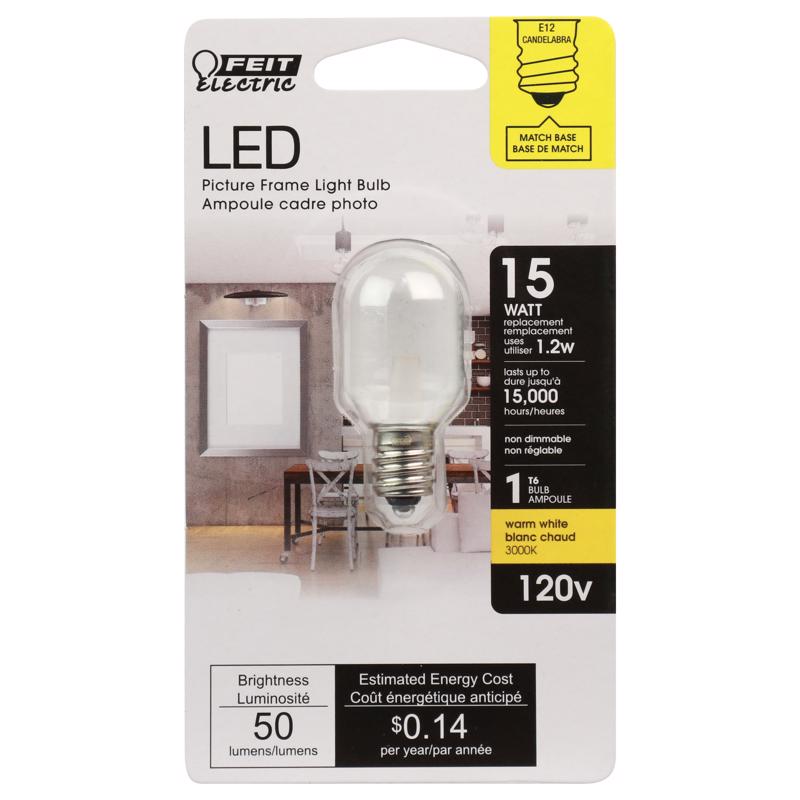 Feit T6 E12 (Candelabra) LED Bulb Bright White 15 Watt Equivalence 1 pk