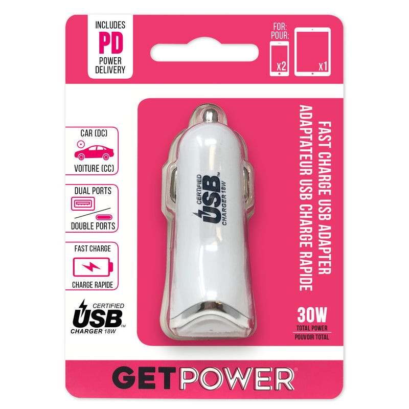 GetPower Dual USB Car Adapter 1 pk