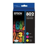 Epson DuraBrite Cyan/Magenta/Yellow Ink Cartridge Set for Epson 802, 3 pk