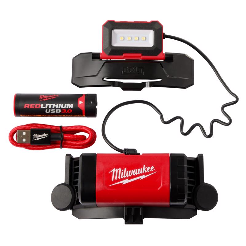 Milwaukee Redlithium 600 lm Black/Red LED Rechargeable Head Lamp