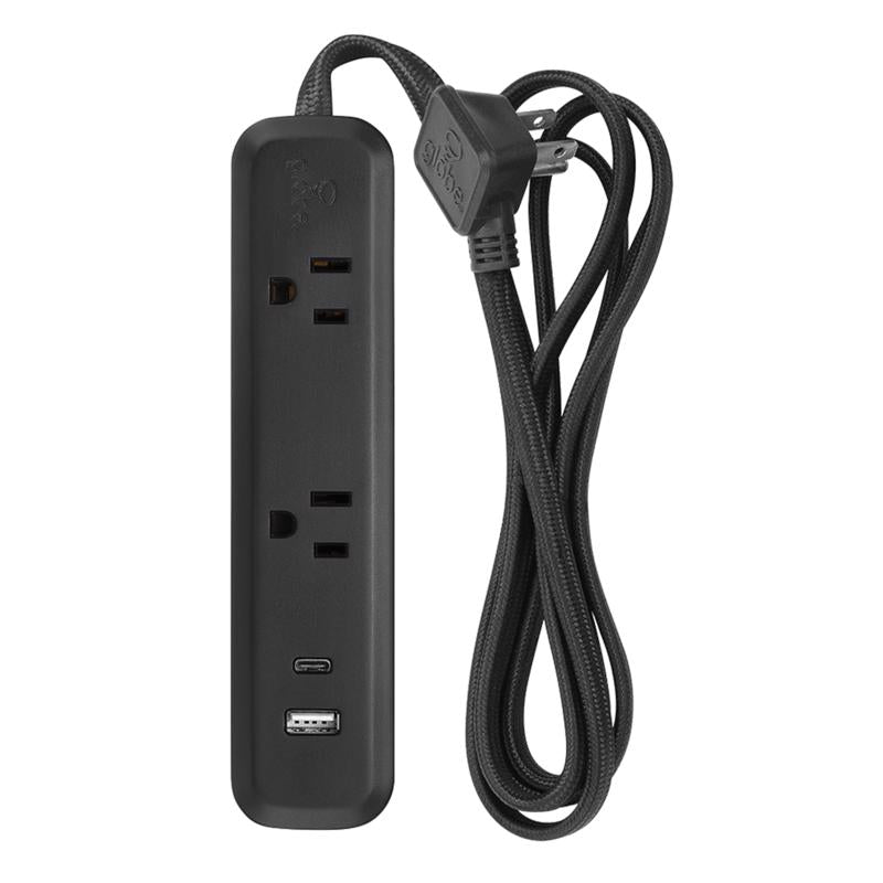 Globe Electric 6 ft. L 2 outlets Power Strip Black