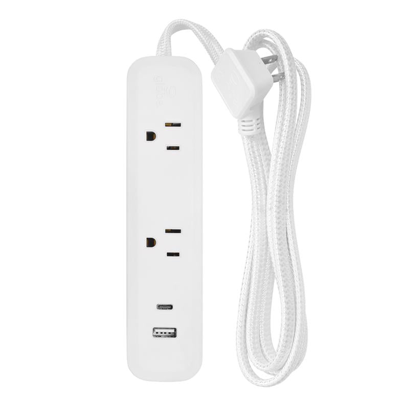 Globe Electric 6 ft. L 2 outlets Power Strip White