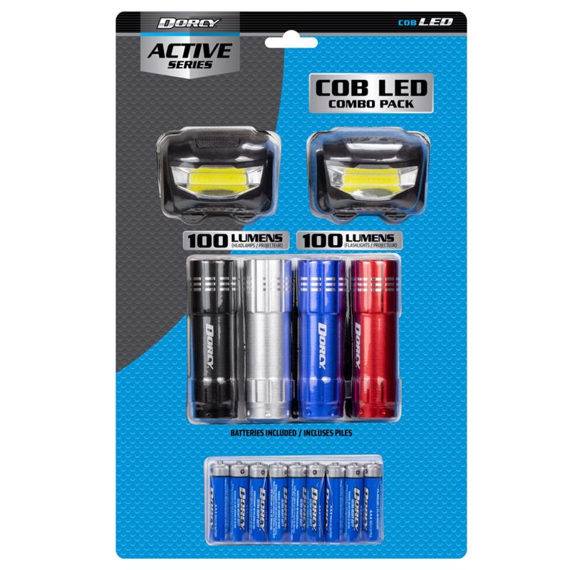 Dorcy Active 100 lm Assorted LED Rechargeable Flashlight/Headlight Combo Pack AAA Battery