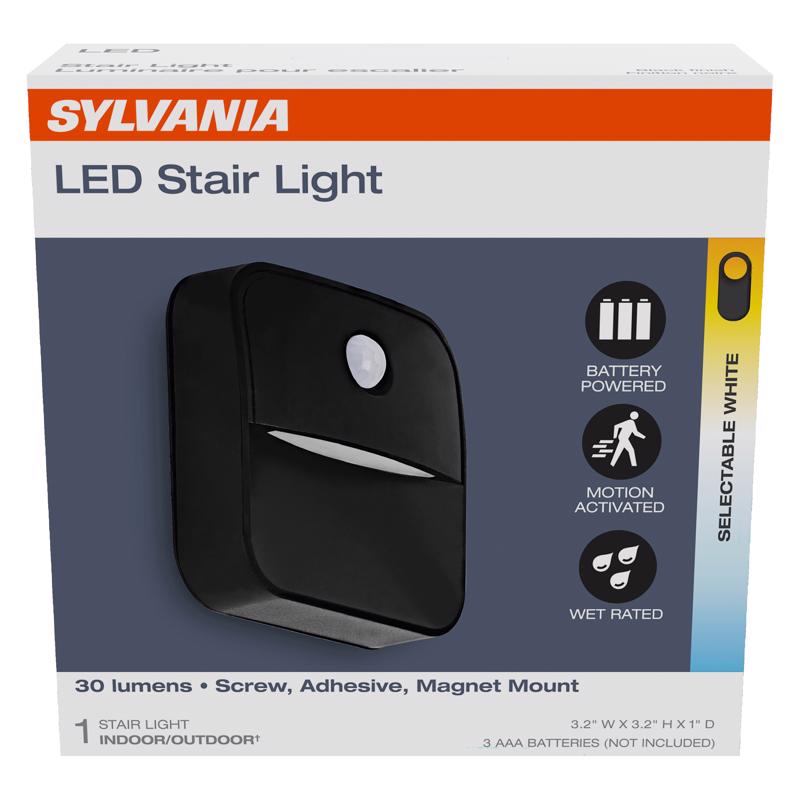 Sylvania Motion-Sensing Battery Powered LED Black Stair Light