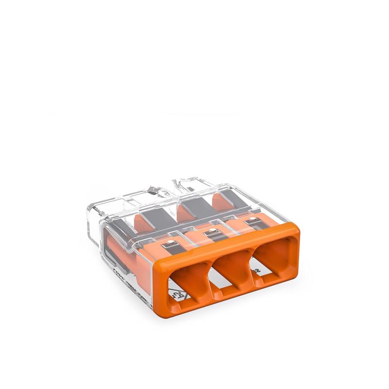 Wago 3 Port Push-In Wire Connector 100 pk