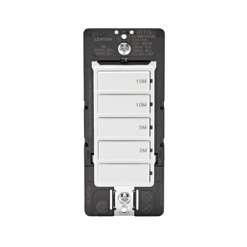 Leviton Decora Indoor Wall Switch Timer 120 V White