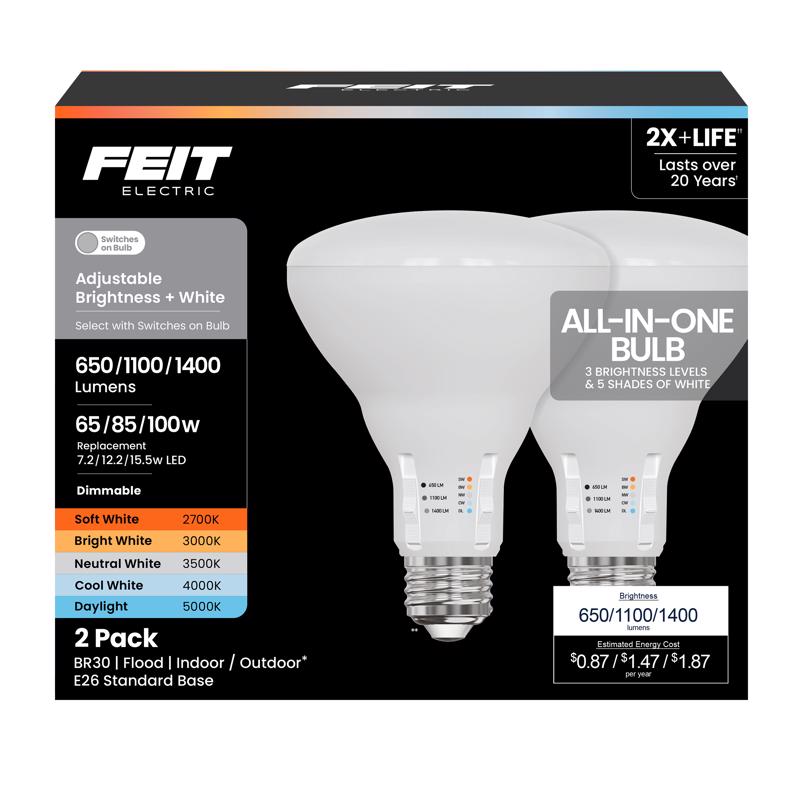 Feit Electric BR30 E26 (Medium) LED Bulb Adjustable White 100 Watt Equivalence 1 pk