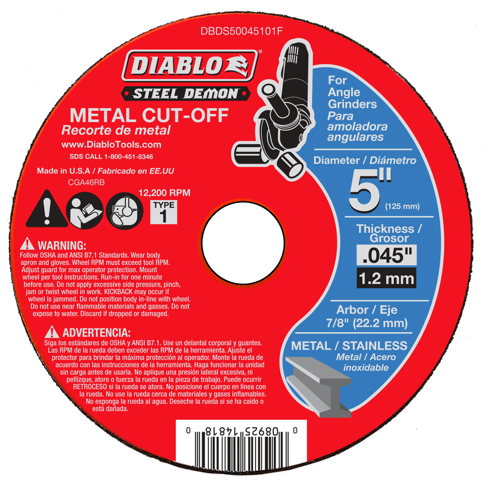 Diablo Steel Demon 5 in. D X 7/8 in. X .0.045 in. thick Steel Metal Cut-Off Disc 1 pc