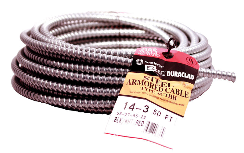 Southwire 50 ft. 14/3 Solid Steel Armored AC Cable