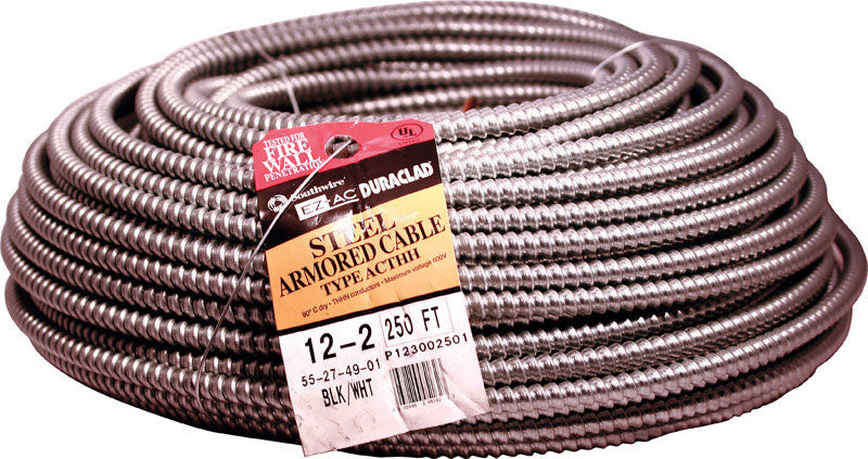 Southwire 250 ft. 12/2 Solid Steel Armored AC Cable