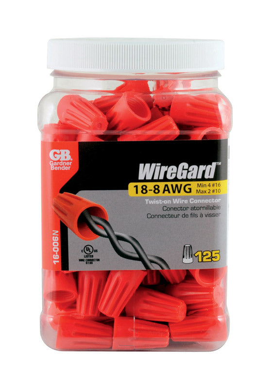 Gardner Bender WireGard 18-8 AWG Copper Wire Wire Connectors Red 125 pk