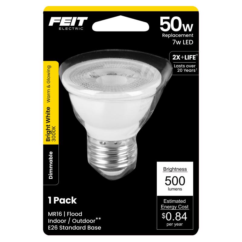 Feit MR16 E26 (Medium) LED Bulb Bright White 50 Watt Equivalence 1 pk
