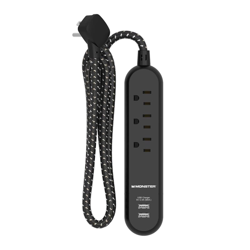 Monster Just Power It Up 4 ft. L 3 outlets Power Strip with USB Ports Black