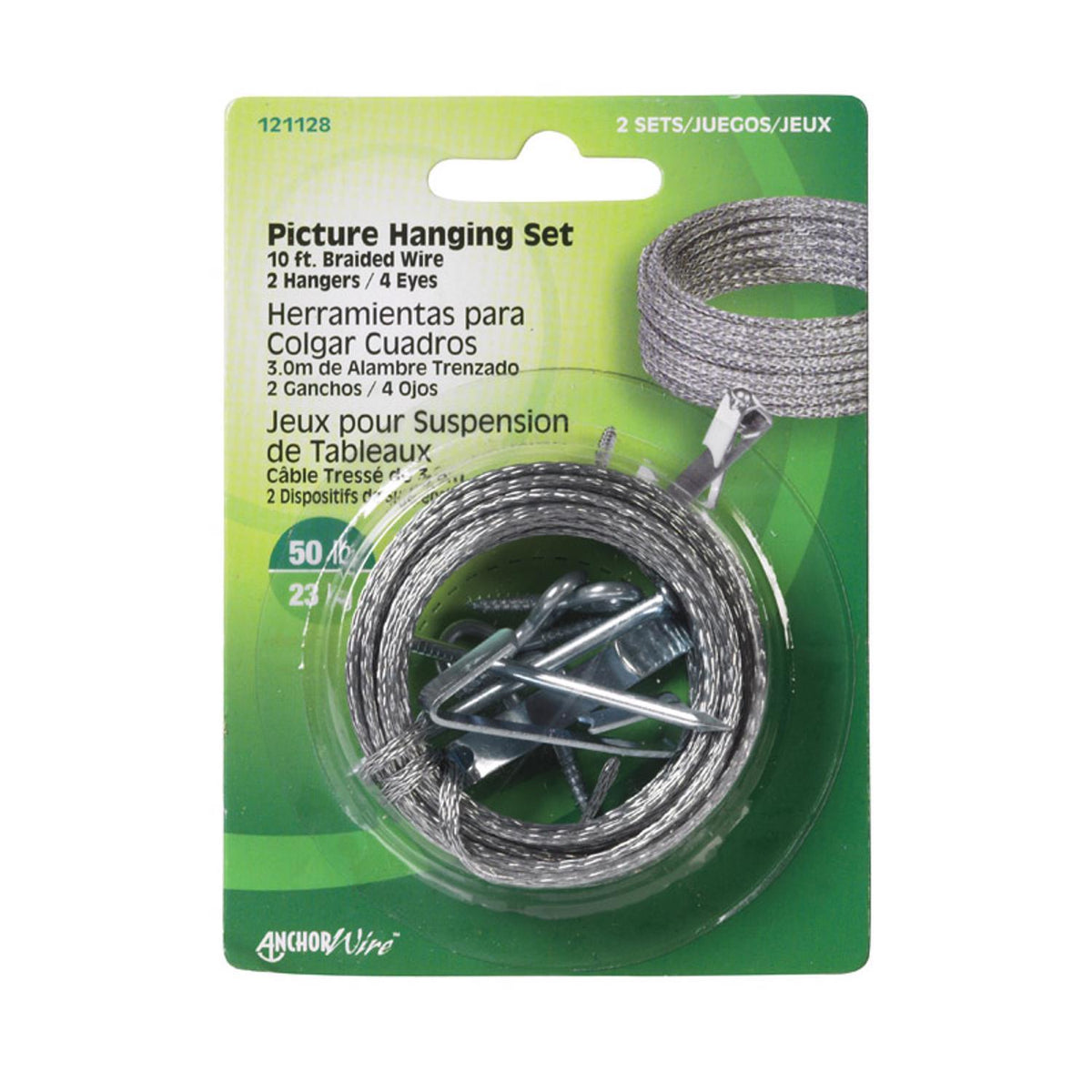 HILLMAN Steel-Plated Conventional Picture Hanging Set 50 lb 1 pk