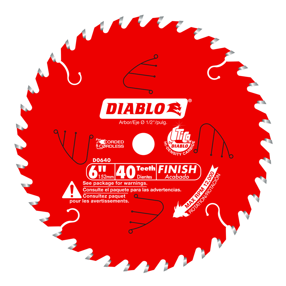 Diablo 6 in. D X 1/2 in. TiCo Hi-Density Carbide Finish Saw Blade 40 teeth 1 pk