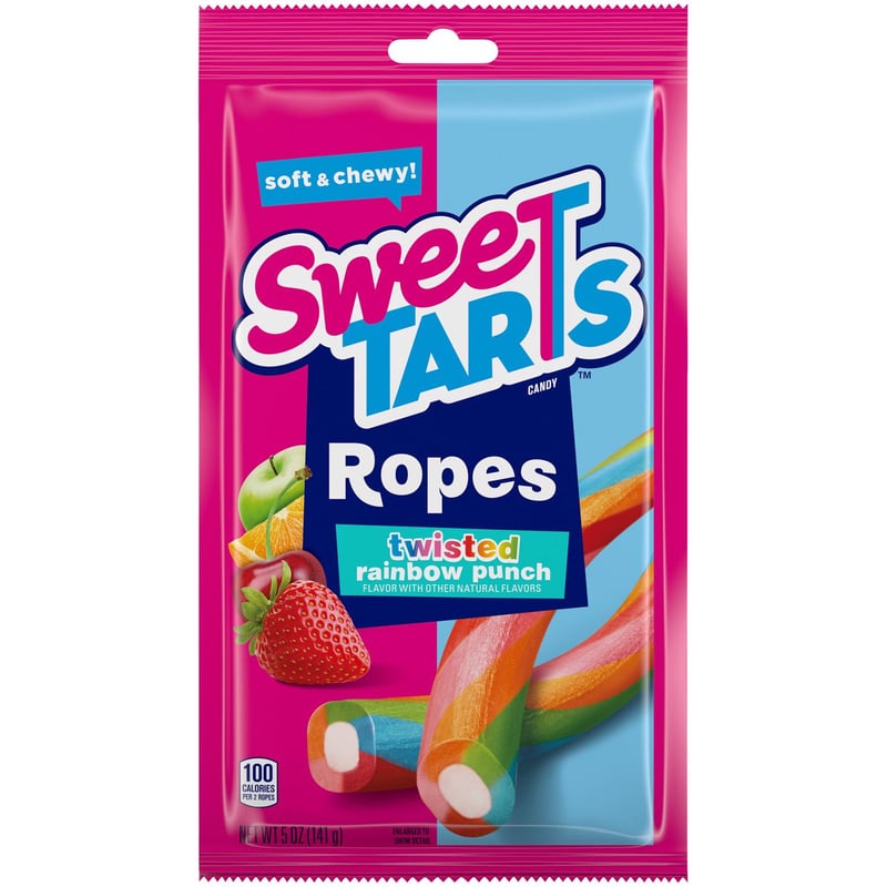 SweetTARTS Twisted Ropes Rainbow Punch Gummi Candy 5 oz Pouch