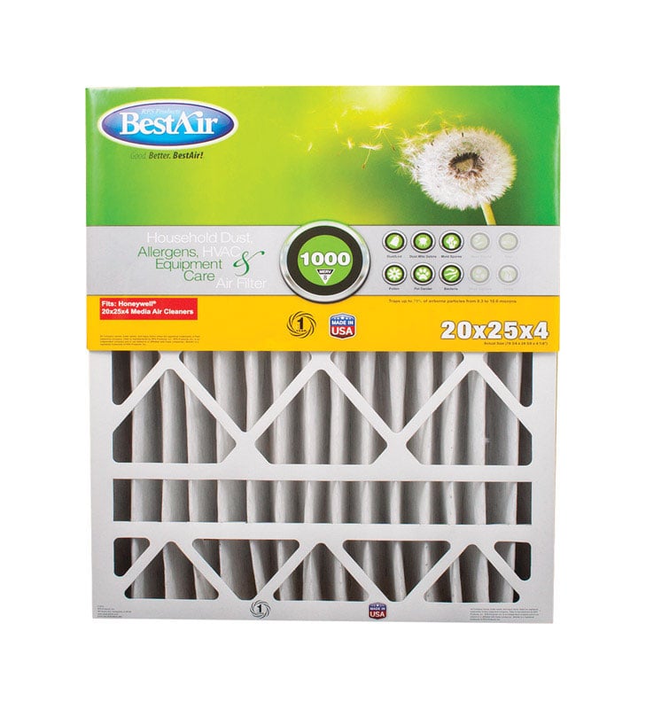 BestAir 20 in. W X 25 in. H X 4 in. 8 MERV Pleated Air Filter 1 pk