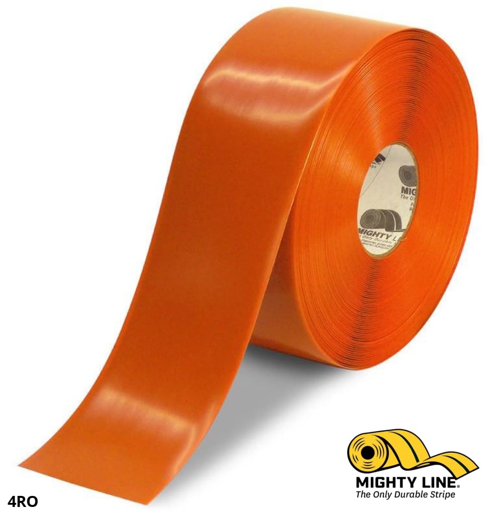 4" ORANGE Solid Color Tape - 100' Roll - Safety Floor Tape