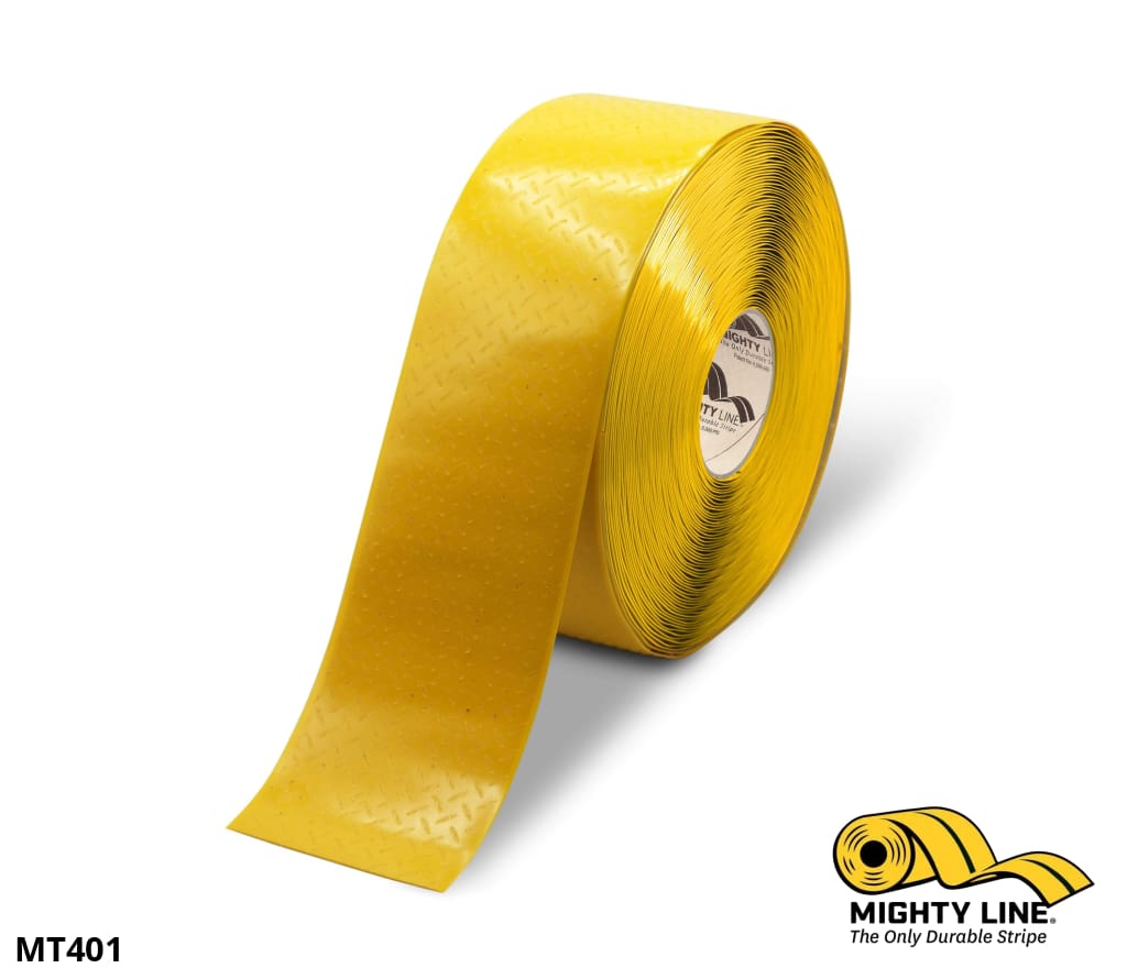 4" Yellow Mighty Line Tac - Traction AntiSlip Floor Tape and Grip Tape - 100' Roll