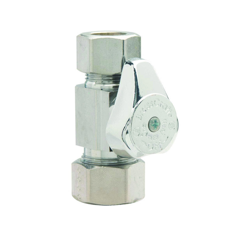 BrassCraft 1/4 in. Compression outlets X 1/2 in. Compression Brass Straight Stop Valve