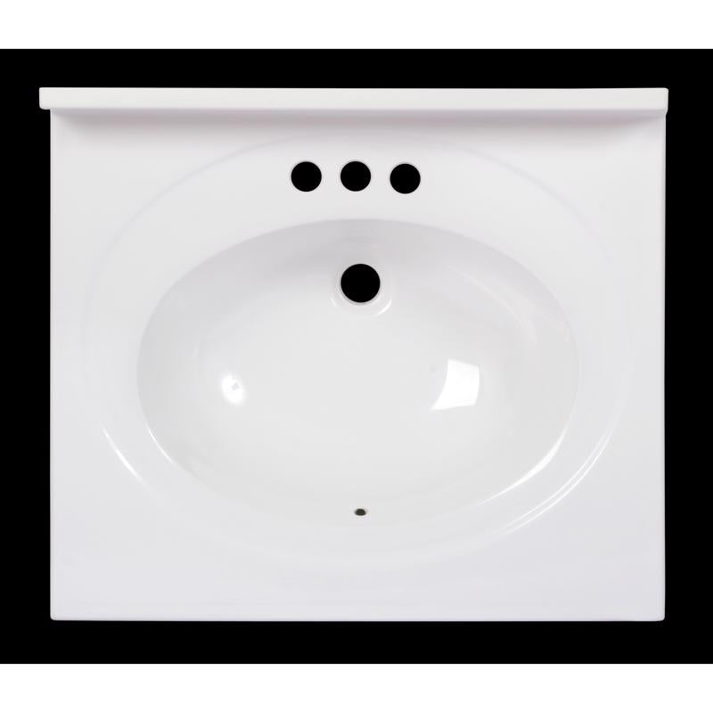 Arstar Standard Cultured Marble Bathroom Sink 25 in. W X 22 in. D White
