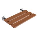 Anzzi Bohemian Chrome Natural Teak Shower Seat Wood 12.5 in. H X 18.7 in. L