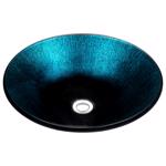 Anzzi Stellar Glass Bathroom Sink 16.5 in. W X 16.5 in. D Marine Crest
