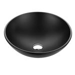 Anzzi Amalfi Glass Bathroom Sink 16.5 in. W X 16.5 in. D Matte Black