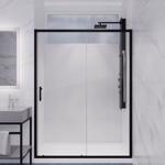 Anzzi Halberd 72 in. H X 48 in. W Matte Black Framed Shower Door