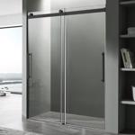 Anzzi Stellar Series 76 in. H X 48 in. W Matte Black Frameless Shower Door