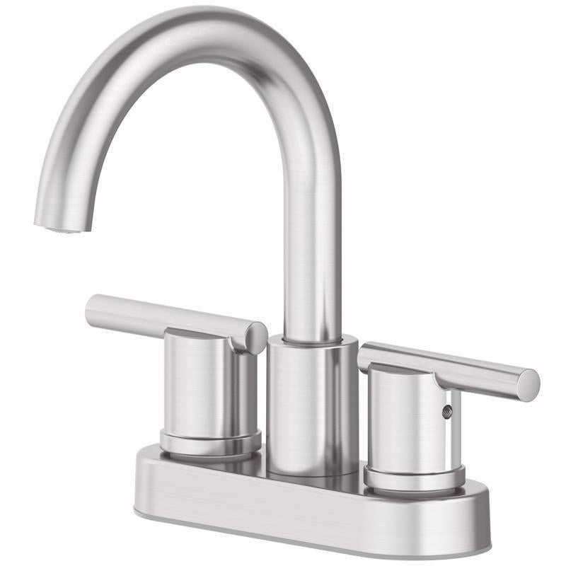 Oakbrook Collection Alexis Brushed Nickel Modern Centerset Bathroom Sink Faucet 4 in.