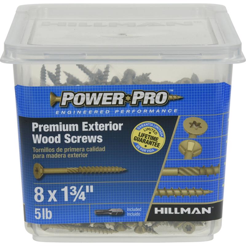 HILLMAN Power Pro No. 8 in. X 1-3/4 in. L Bronze Star Flat Head Premium Deck Screws 5 lb 803 pk