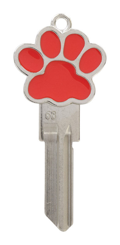 HILLMAN Paw 3D Keys House/Office Key Blank Single For 68/SC1 Red/Silver