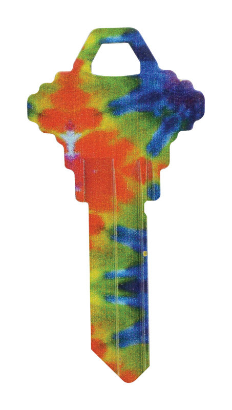 HILLMAN Wackey Tie Dyed House/Office Key Blank 68 Single For Schlage Multicolored