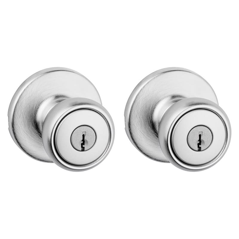 Kwikset Tylo Satin Chrome Entry Knobs 1-3/4 in.