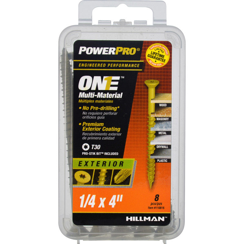 HILLMAN Power Pro 1/4 in. Ga. X 4 in. L Star Flat Head Coarse Multi-Material Screws